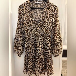 Zara Animal Print Dress in Black and Brown